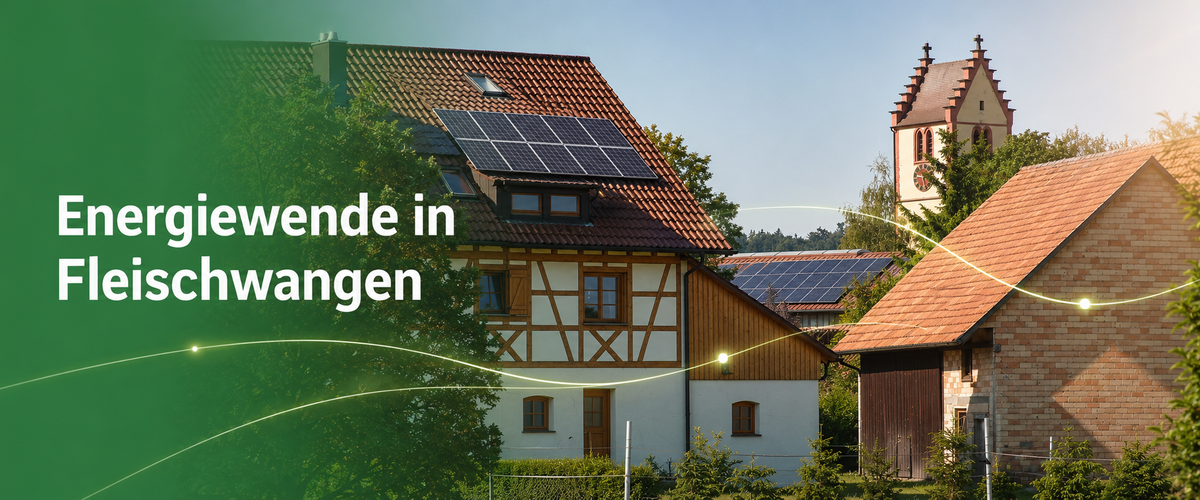 Fleischwangen mit Photovoltaikanlagen und der Pfarrkirche St. Felix und Adauctus